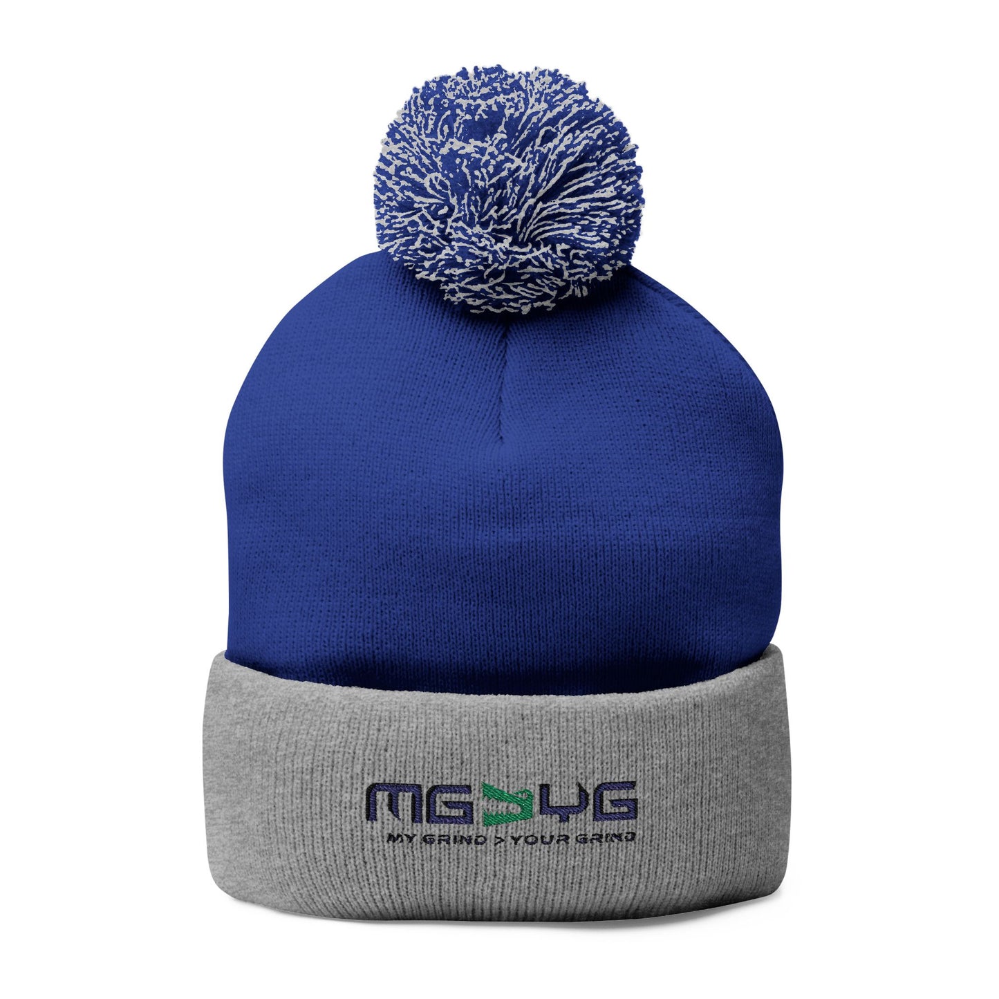 Pom-Pom Knit Cap - Embroidered - MG > YG