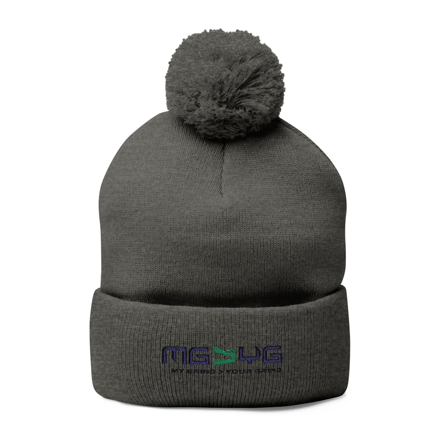 Pom-Pom Knit Cap - Embroidered - MG > YG