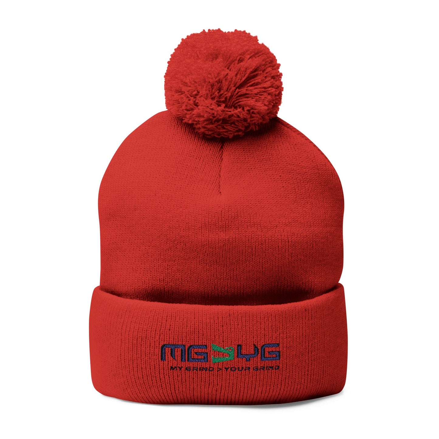 Pom-Pom Knit Cap - Embroidered - MG > YG